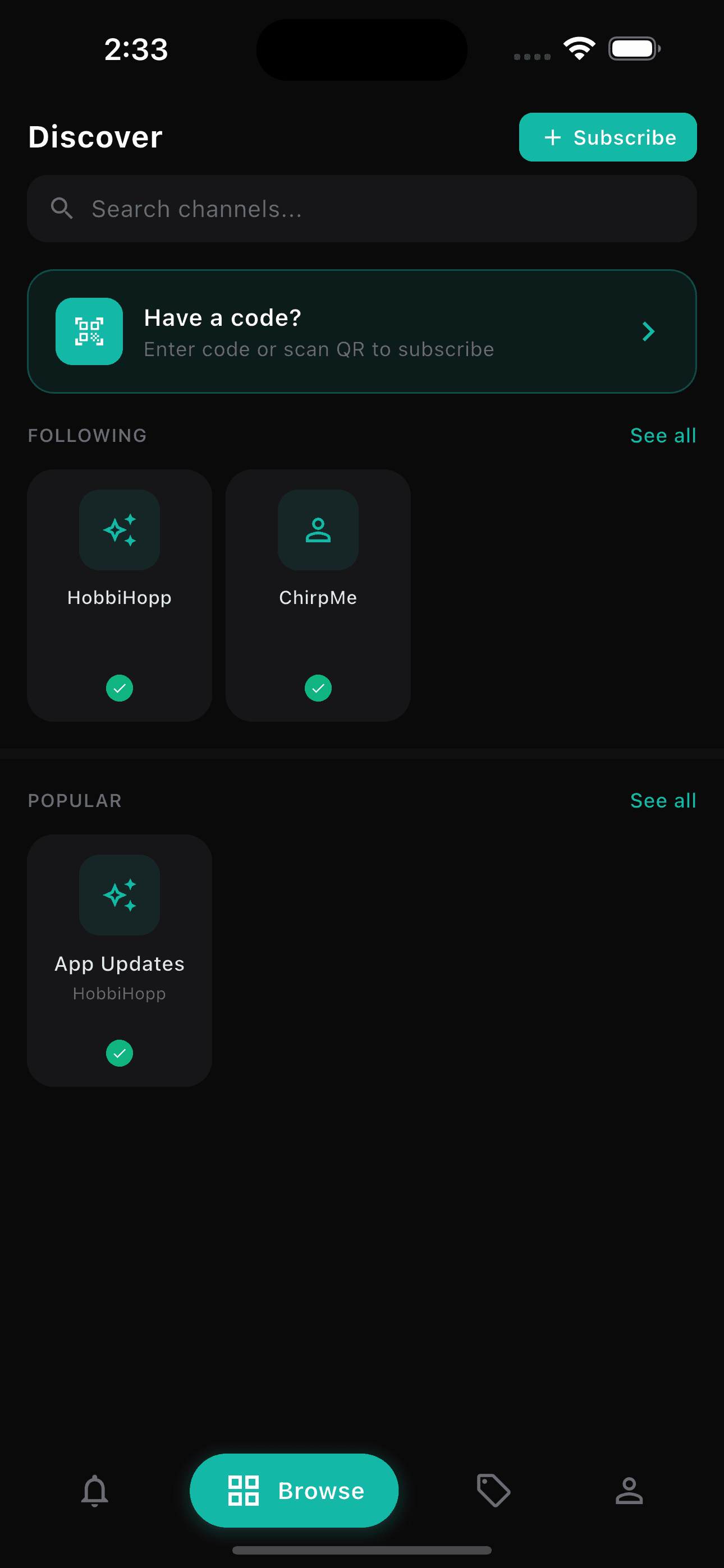 Discover and subscribe to channels